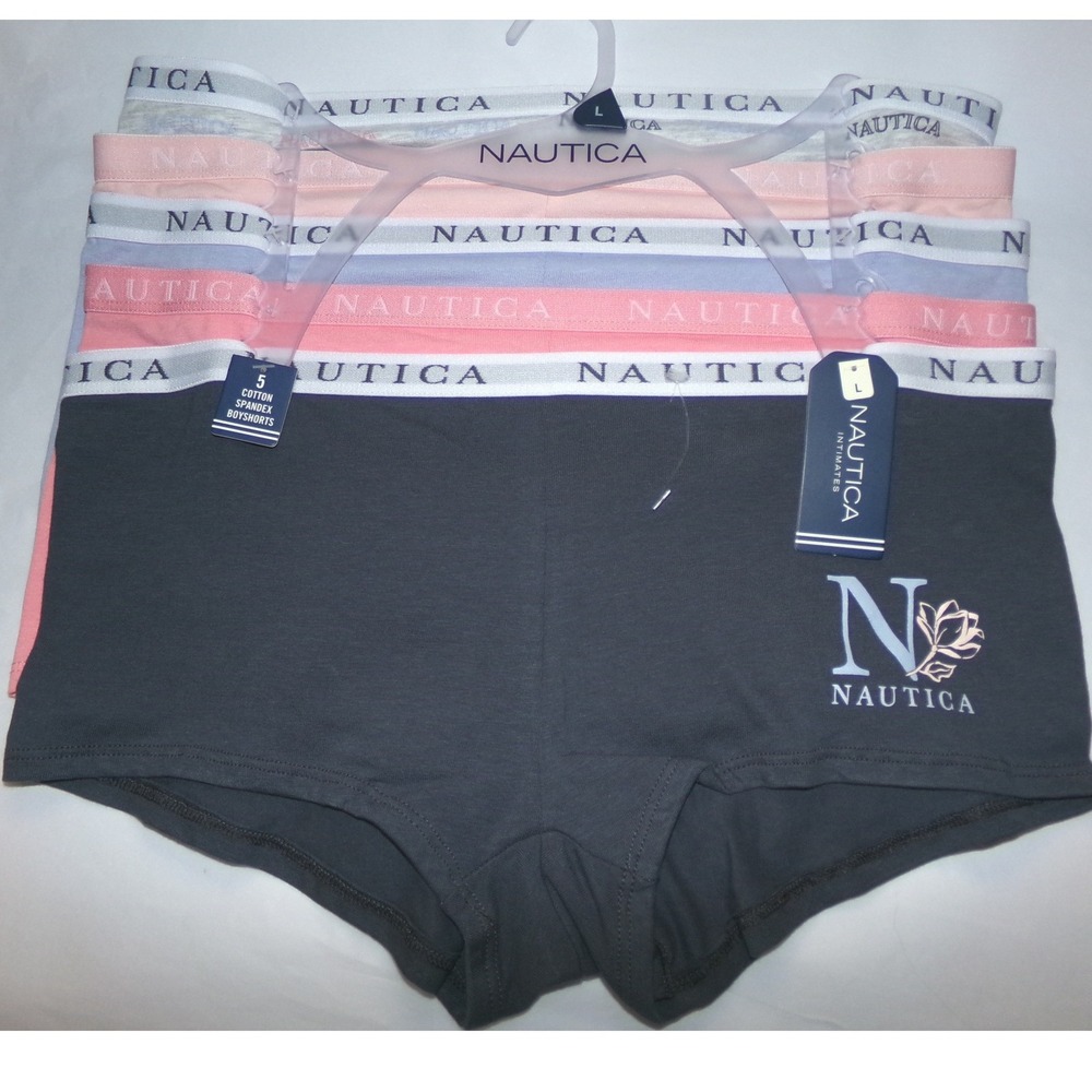 Nautica Intimates SZ LRG Womens 5 Pack Boyshorts Underwear New